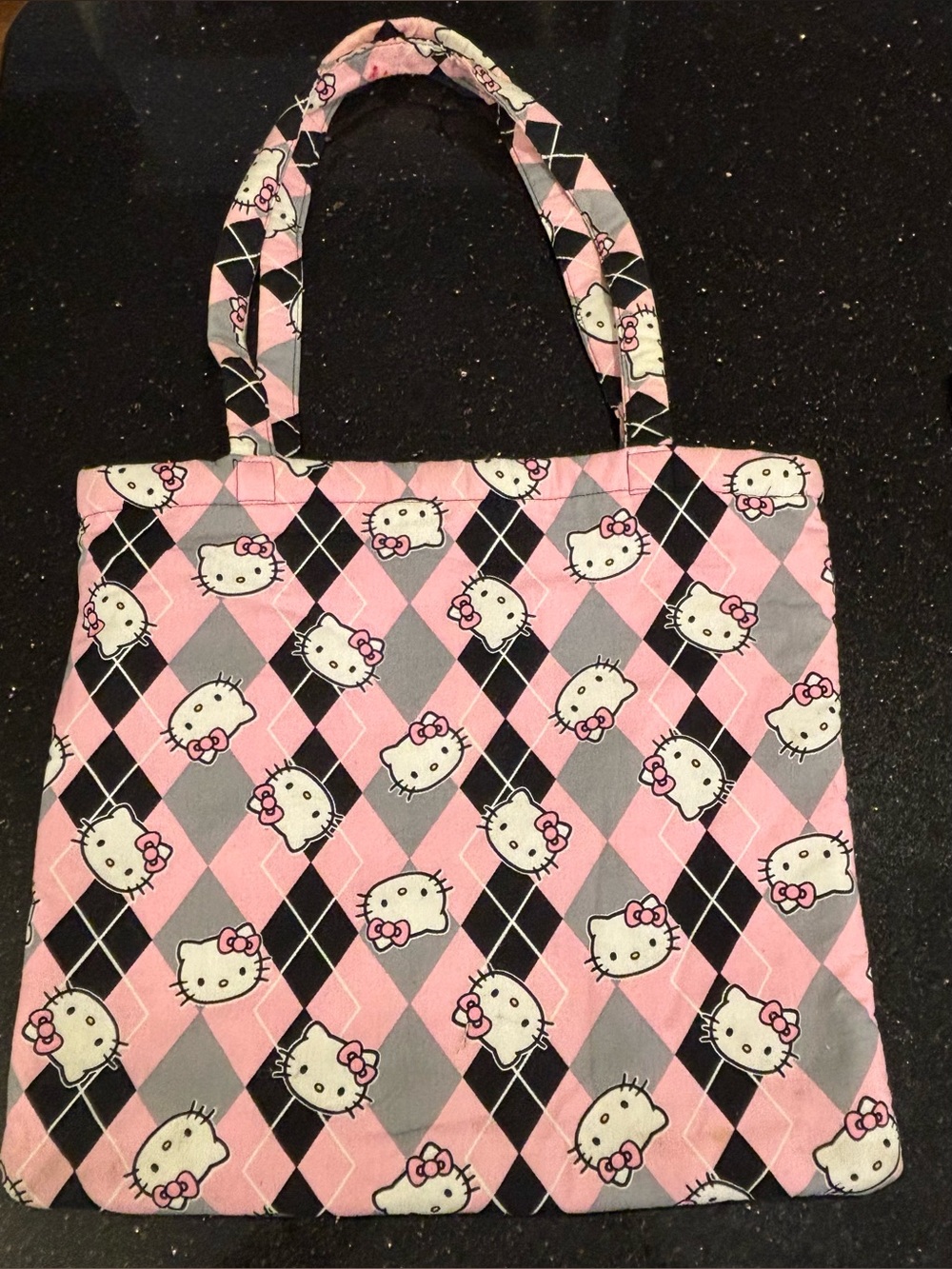 Pink Hello Kitty Heavy Fabric Pink Lined Tote 16 X 15, 12” Handle Books Grocery